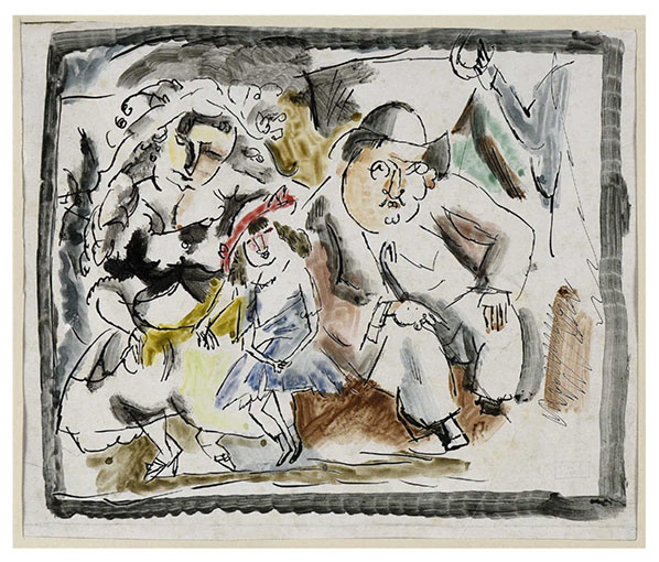 La famille, drawing by Jules PASCIN
